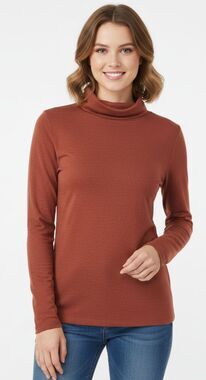 Peruvian Connection Extreme T-Neck Small Whiskey Orange Turtleneck Pima Cotton